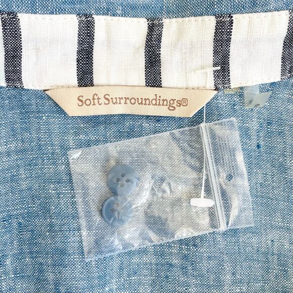 Soft Surroundings Blue Linen Button-Up Shirtdress Tunic NWOT - Picture 8 of 9